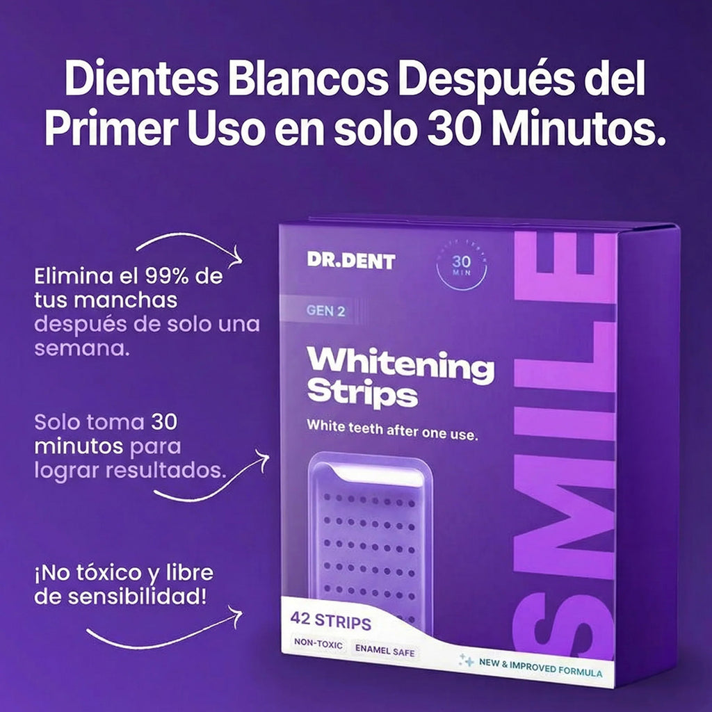 Tiras blanqueadoras púrpura para una sonrisa más blanca
