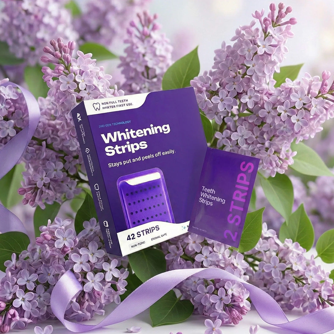 Tiras blanqueadoras púrpura para una sonrisa más blanca